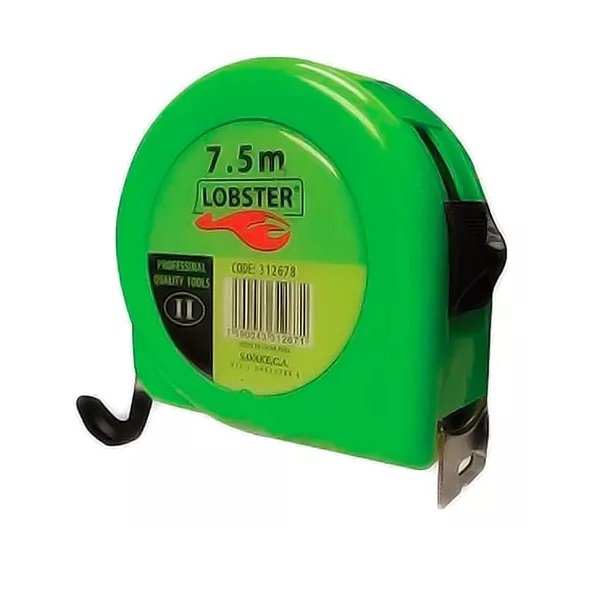 4553219 CINTA METRICA DOBLE FRENO NEON 1 X7.5 MTS LOBSTER